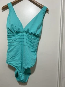 La Blanca 18W Island Goddess Cross-Back One Piece Turquoise Swimsuit - Picture 1 of 13