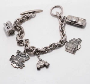 925 Silver Bracelet Men's Charm Masculine 60.3 g 7.5" - Picture 1 of 2