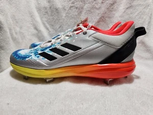 Adidas Icon 7 KO Metal Baseball Cleat Shoes Silver Yellow GZ0508 Men's Size 11.5 - Picture 1 of 4