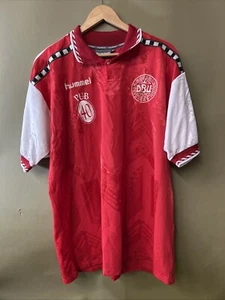 DENMARK National Team 1996 EURO XL Football HUMMEL Shirt Jersey Laudrup - Picture 1 of 10