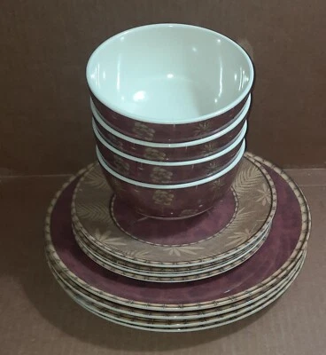 Dinnerware Melamine 16 - Piece Set with 4 Tumblers Palm Trees "Exotic Tropics". - Image 1 of 4