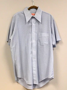 Vintage Manhattan  Manknit Mens Shirt 161/2-35 Mens Polyester Shirt Short Sleeve - Picture 1 of 4