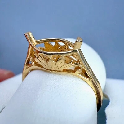 Anillo de oro amarillo 14K 2,1 gm montaje para piedra marquesa 9x5 mm Church&Co talla 6 Foto 1 de 4