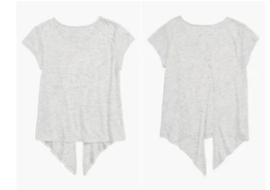 Zella Youth Girls Size Medium 8/10 Tango Tie Back T-Shirt in White Heather 2029 - Picture 1 of 6