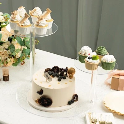 CLEAR 23" Spiral 3 Tier Round Plastic CUPCAKE HOLDER Dessert Display Stand Party - Image 1 of 4