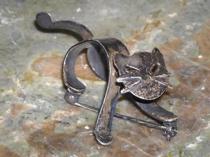 vintage 3D tested sterling silver brooch pin 2X13/16"X11/16"T head turns kitty - Picture 1 of 7