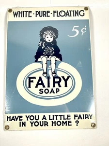 7"x10" Ande Rooney Porcelain Repo. Metal Sign White Pure Floating Fairy Soap - Picture 1 of 4