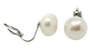 Pendientes con clip clásico de perla natural real de agua dulce damas mujeres - Imagen 1 de 1