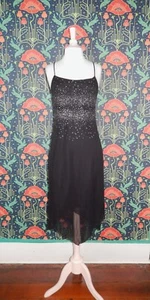 Vintage 90's Y2K Whimsigoth Grunge Mesh Glitter Asymmetrical Hi Low Hem Dress - Picture 1 of 5