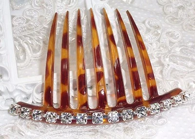  7 mm Austrian Crystal French Twist Hair Comb Tortoise color, Large Hair comb - Image 1 of 4