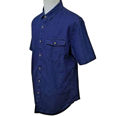 Camisa de jean informal de manga corta elástica talla XL de mezclilla azul para hombre 21 Foto 1 de 4