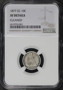 1877-CC Seated Liberty Dime NGC XF Details Cleaned - Picture 1 of 2