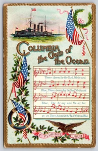 Postcard Columbia the Gem of the Ocean Patriotic Flags Eagle Music - Picture 1 of 2