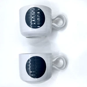 Crate &Barrel Black Dot Cappucino Coffee Mugs Camilla Engdahl Swedish Minimalist - Picture 1 of 10