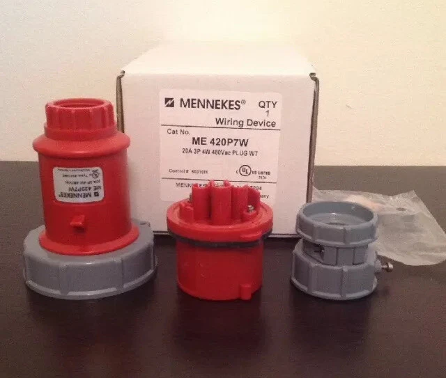 **New** Mennekes Pin Plug and Sleeve ME 420P7W 20A 4W 480Vac 60310MZ - Image 1 of 1