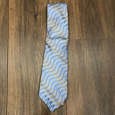 J Ferrar Mens Formal Necktie Metallic Blue Neck Tie Wavy Metallic Blue - Image 1 of 4