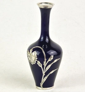 Jugendstil Porzellan Vase mit Silber Overlay Blumen um 1910 R99 - Picture 1 of 14