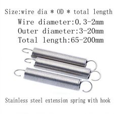 1pcs Extension spring with hook Wire dia 0.3-2mm OD 3-20mm Total length 65-200mm