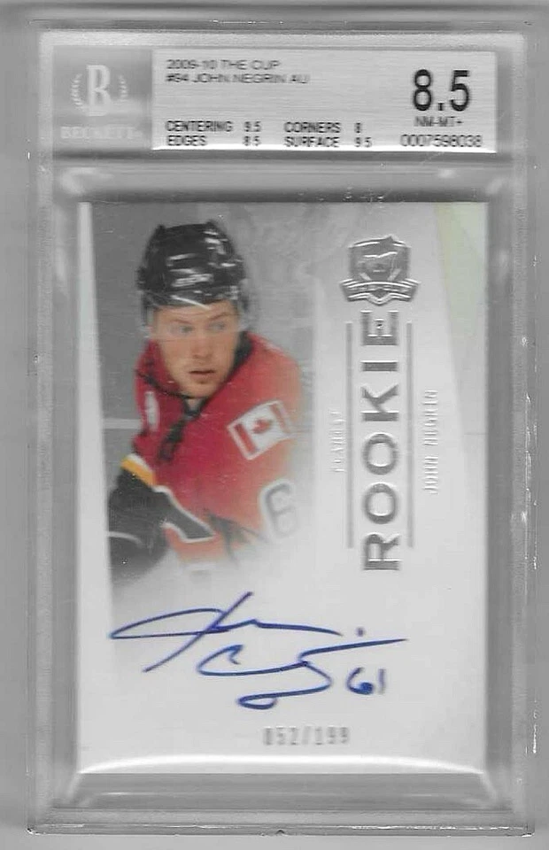 2009-10 UPPER SECK THE CUP JOHN NEGRIN AUTO RC #94 BGS 8.5 NM-MT+ 052/199 - Image 1 of 2