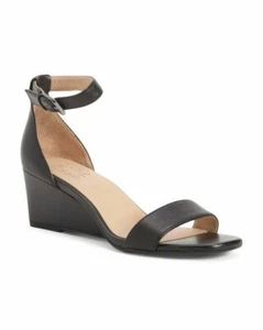 NEW NATURALIZER BLACK COMFORT LEATHER WEDGE SANDALS SIZE 8M - Picture 1 of 1