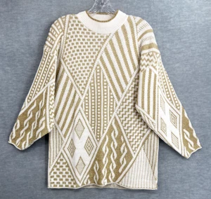 Suéter De Colección Anthony Richards Mediano Blanco Dorado Metálico Acrílico Hecho en EE. UU. ¡NUEVO! - Imagen 1 de 14
