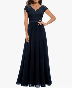 Daisyaner Formal Floral Lace Maxi Dress Evening V-Neck Dresses for Wedding Guest - Picture 1 of 4