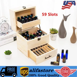 3 Tiers Essential Oil Storage Organizer Box Perfume Bottle Display Case 59 Slots - Picture 1 of 20