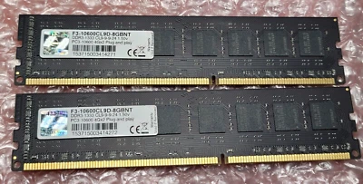 G Skill F3-10600CL9D-8GBNT DDR3-1333 CL9-9-9-24 PC3 10600 4Gx2 **Lot of 2** - Image 1 of 4