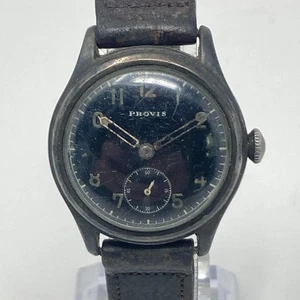 Vintage Provis Watch Men WWII Era FOR PARTS REPAIR 29mm Brown Manual Wind Up - Picture 1 of 19