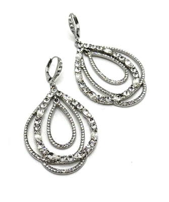 GIVENCHY Pendientes colgantes orbitales de cristal de seda con diamantes de imitación perforados declaración 2 1/2" Foto 1 de 4