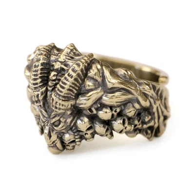 Огромный демон сатана черепа панк кольцо латуни мотоциклиста ювелирных изделий BK418 открытый нам размер 8 ~ 15 BZ - Изображение 1 из 4