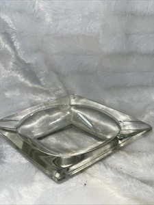 MCM Rare Parallelogram? Vtg Clear Glass Ashtray 7" X 5" - Picture 1 of 3