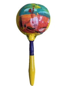 Vintage Mexiko Holz & Kürbis Maraca handbemalt Shaker Rassel Musik 8 Zoll - Bild 1 von 5