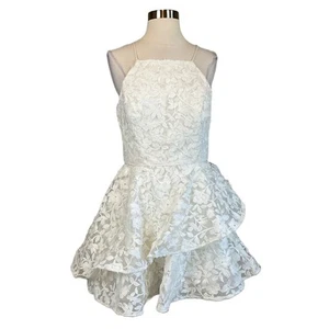 Betsy & Adam Women's Cocktail Dress Size 10 White Floral Lace Fit and Flare - Picture 1 of 9