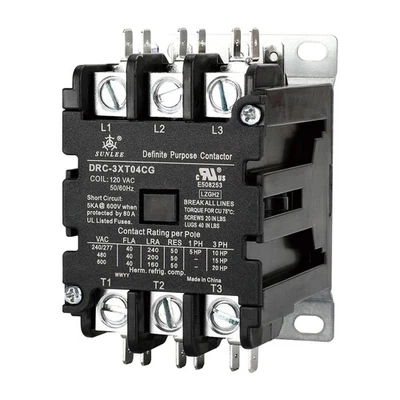 3 Pole 40 Amp Contactor 120V Coil UL DP A2L Compliant 42CF35AF Equivalent - Image 1 of 4
