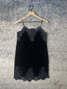 Alice + Olivia Dress Womens Small Black Velvet Lace Slip Mini Cocktail Party - Picture 1 of 7