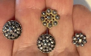 Vintage SMALL BUTTONS - Cut STEEL - 1800’s - SEWING - B81 - Picture 1 of 4