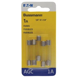 Bussmann BP/AGC-1-RP Glass 1A 250V Fast-Acting Fuse 1/4 Dia. in. (Pack of 5) - Picture 1 of 1