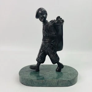 "Carrito de golf vintage de bronce para niño joven estatua de 7,5"" con base de mármol" - Imagen 1 de 11