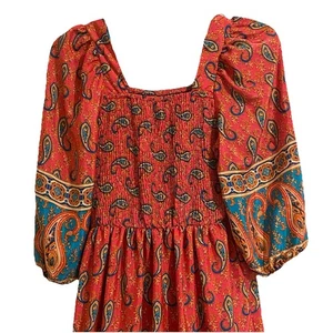 Vestido Anthropologie Me 2 Magic Talla S Para Mujer Paisley Boho Maxi Mangas 3/4 - Imagen 1 de 15