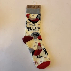 Calzino donna ragazzo crew karma regola il gallo gallo gallina pollo cotone regalo nuovo con etichette nuovo - Foto 1 di 7