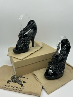 Sandalia de tacón de plataforma con tachuelas BURBERRY TALLA UE 39/US 9 para mujer negra LTHR Stiletto Foto 1 de 4