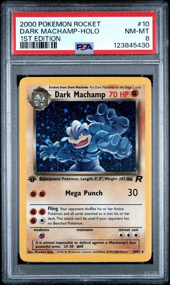 DARK MACHAMP Pokémon Team Rocket 1st Edition Holo 10/82 - PSA 8 -430 - Image 1 of 2