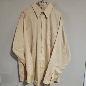 Geoffrey Beene Sateen Mens Dress Shirt Sz 17-1/2, xlg Light Peach Cotton Blend  - Picture 1 of 5