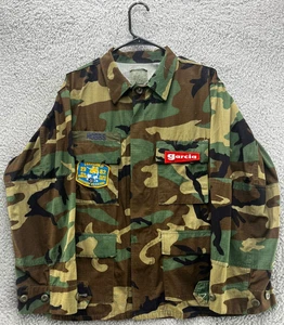 Vintage US Military Woodland Camo Field Jacket Medium Short Ripstop Patches 90s - Picture 1 of 11