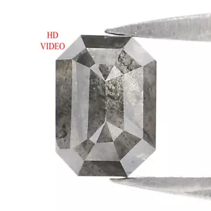0.65 CT Natural Loose Emerald Cut Diamond 5.65 MM Salt And Pepper Diamond LQ2530 - Picture 1 of 8