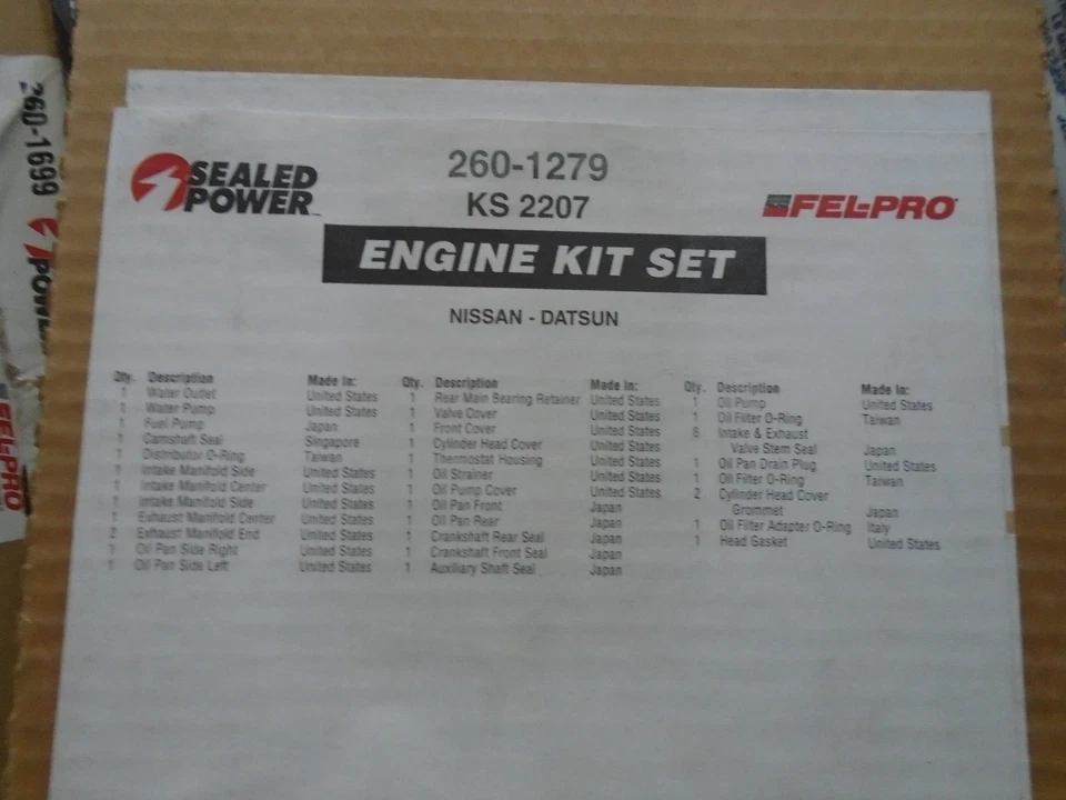 Engine Full Gasket Set Sealed Power 260-1279  1982-1985 nissan sentra pulsar - Image 1 of 1