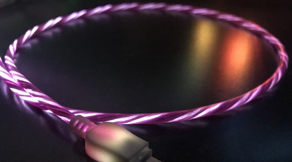 CANDY FLOW MOVING LIGHT led charger cable for iPhone 8 7 6 plus 5s MICRO USB B C - Image 1 of 4