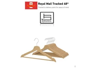 IKEA BUMERANG Natural Wooden Hangers–8 Pack | Strong & Durable for Clothes Coat - Picture 1 of 6