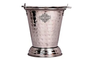 Hammered Steel Serving Bucket, Serving Vegetable Rayta Dishes, 450 Ml, Silver - Picture 1 of 3